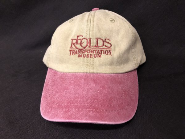 red RE Olds Transportation Museum Logo Baseball Hat